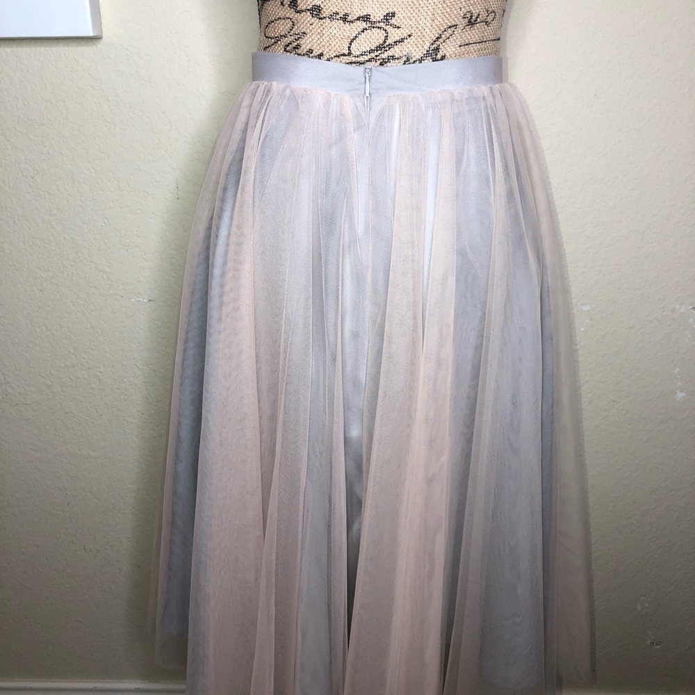Space 46 Dove Gray & Pink 4 layer Tulle Skirt The Wendy Skirt Lined Size Small